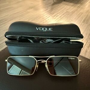 Vogue Black and Gold Women’s Rectangle Sunglasses